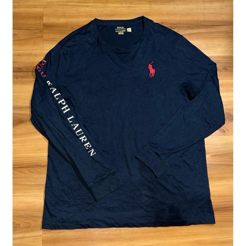 Mens Polo Ralph Lauren Big Pony Long Sleeve Crewneck 100% Cotton T-Shirt